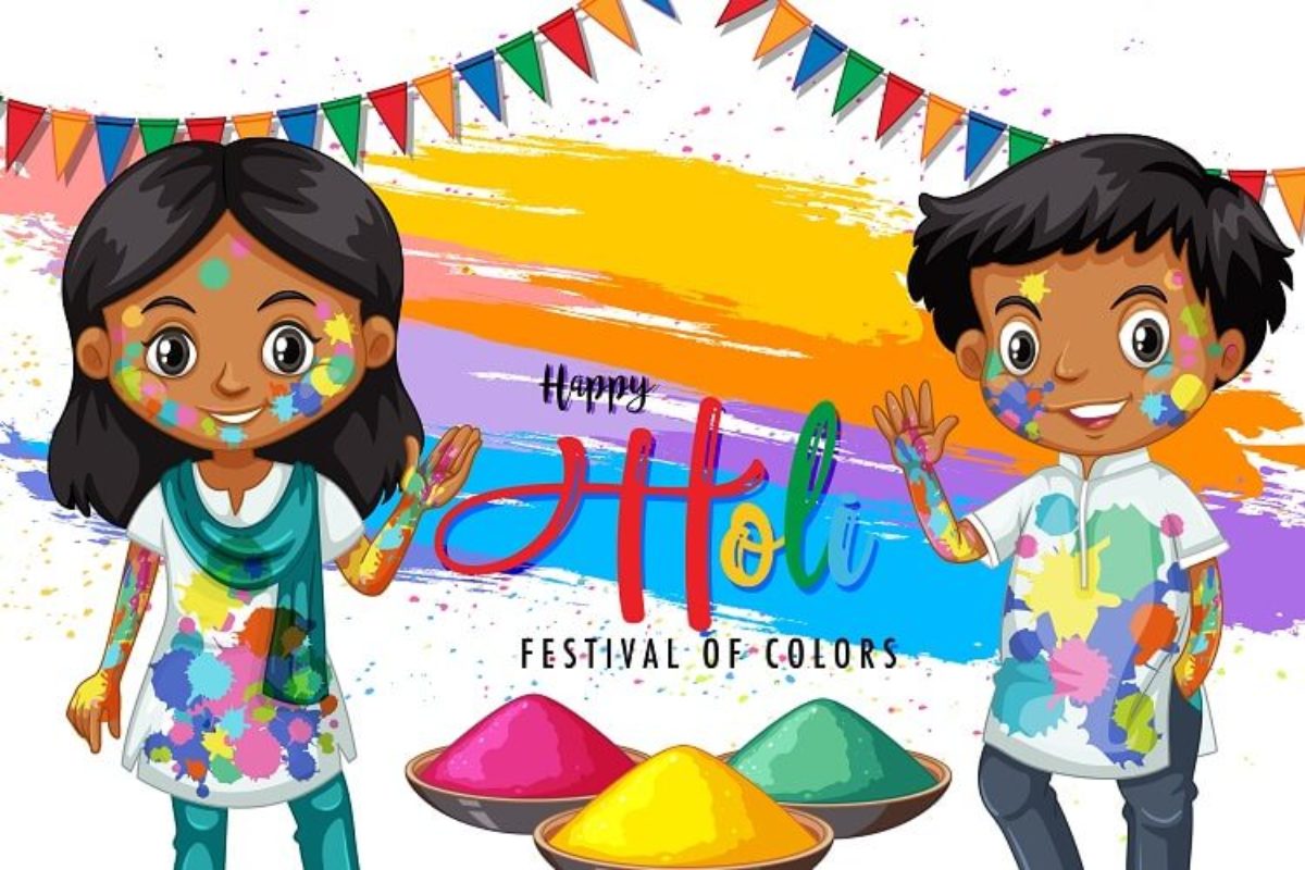 Happy Holi Poster Drawing with Oil Pastels